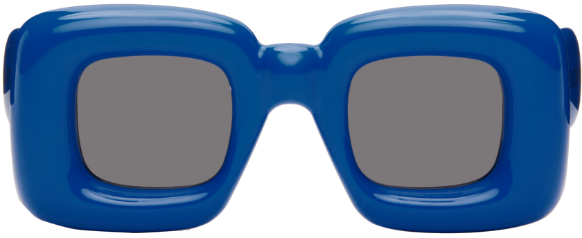 Blue Inflated Rectangular Sunglasses