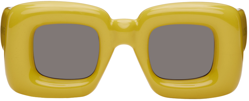LOEWE Yellow Inflated Rectangular Sunglasses