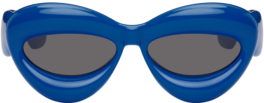 Loewe Blue Inflated Cat-eye Sunglasses In 90a Shiny Blue/smoke