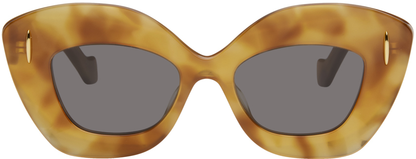 Loewe Tortoiseshell Retro Screen Sunglasses In 53a Blonde Havana