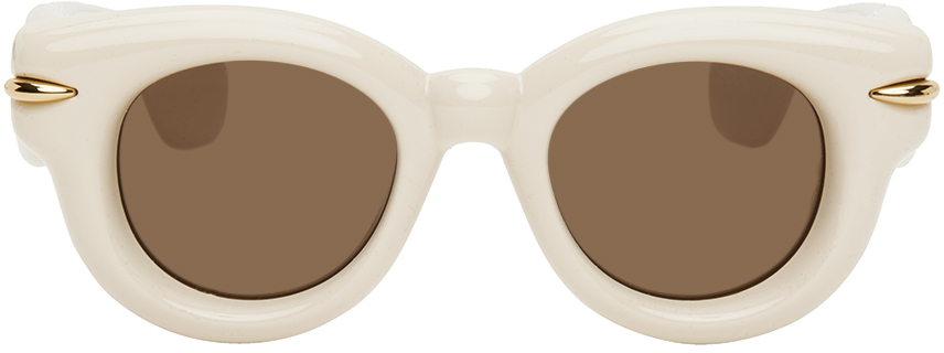 Loewe Off-white Inflated Round Sunglasses In 25e Ivory/brown