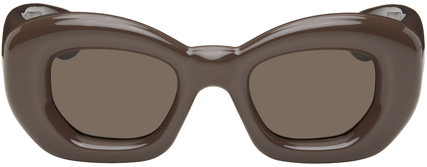 Shop Loewe Brown Inflated Butterfly Sunglasses In 48e Shiny Dark Brown