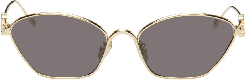 LOEWE: Gold Anagram Hexagonal Cat-Eye Sunglasses | SSENSE Canada