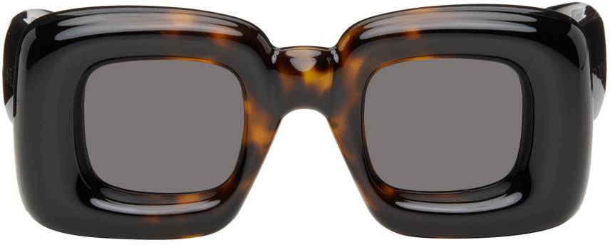 Loewe Tortoiseshell Inflated Rectangular Sunglasses In Brown