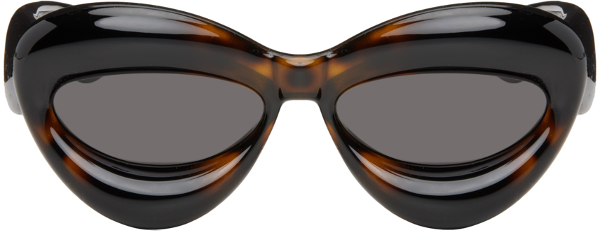 Shop Loewe Tortoiseshell Inflated Cat-eye Sunglasses In 52a Dark Havana