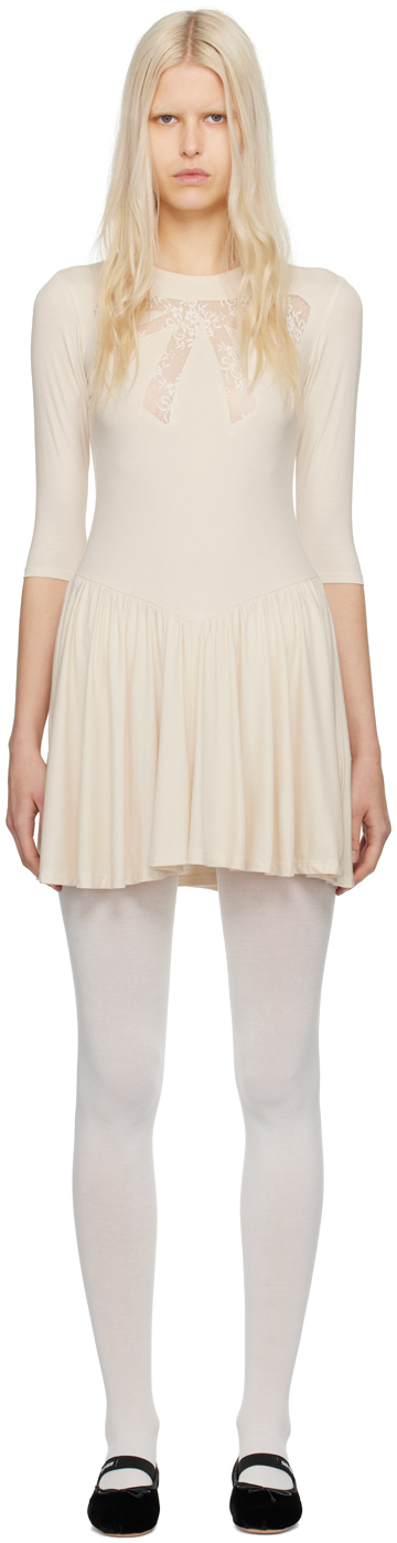 【関税込み】Sandy Liang オフホワイト Somm ミニワンピース Off-White Edna Minidress by Sandy Liang on Sale