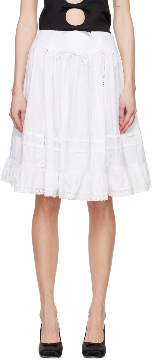 White Calico Midi Skirt