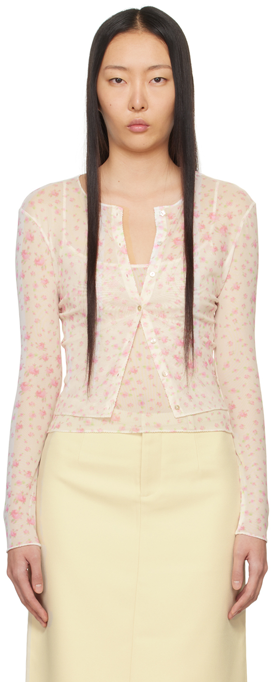 White & Pink Curry Cardigan
