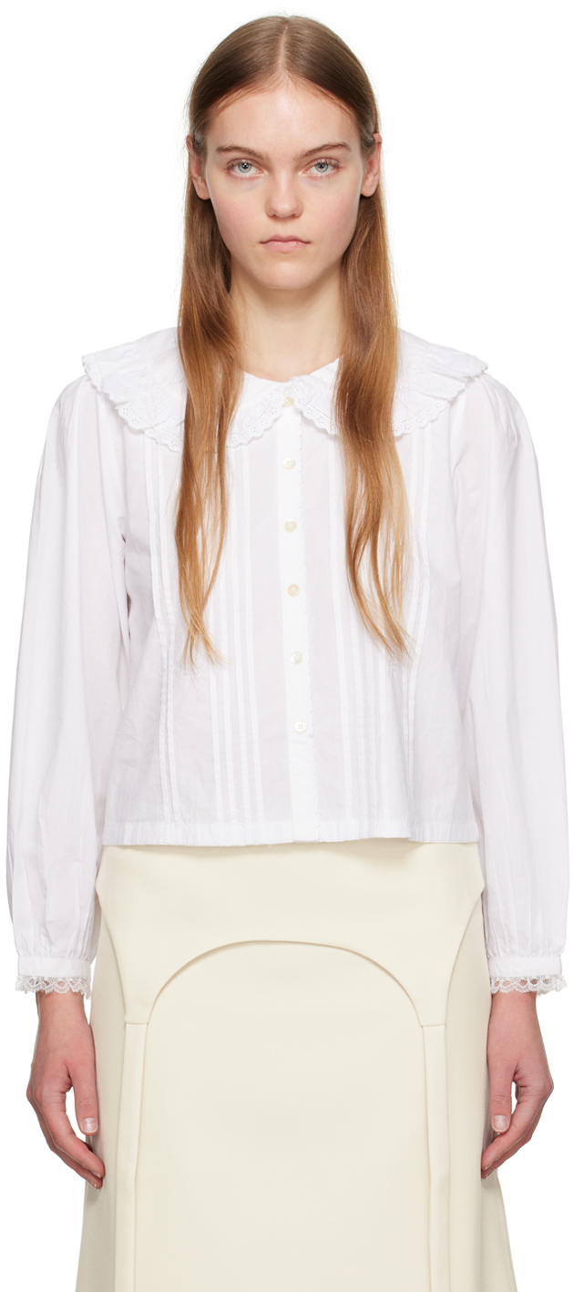 Sandy Liang: White Toffee Shirt | SSENSE