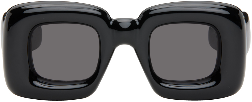 LOEWE Black Inflated Rectangular Sunglasses