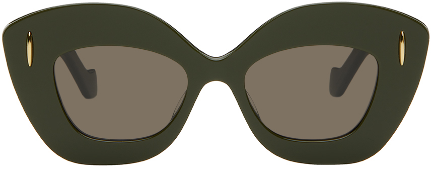 Green Retro Screen Sunglasses by LOEWE on Sale