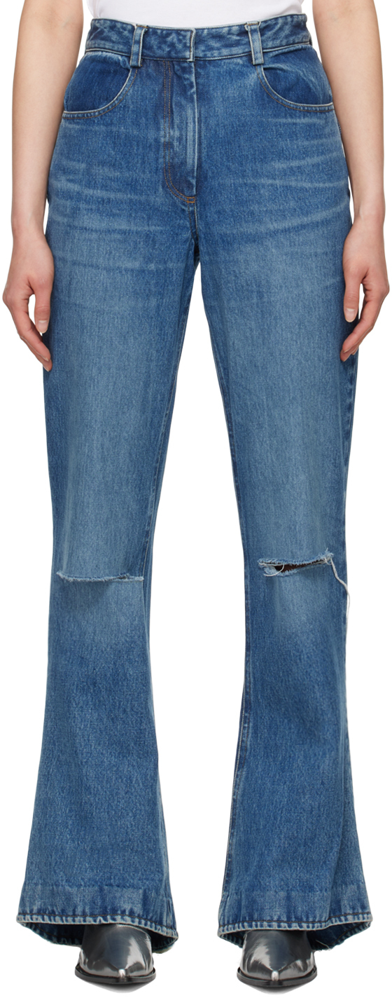 Aaron Esh Blue Distressed Jeans In Blue Wash