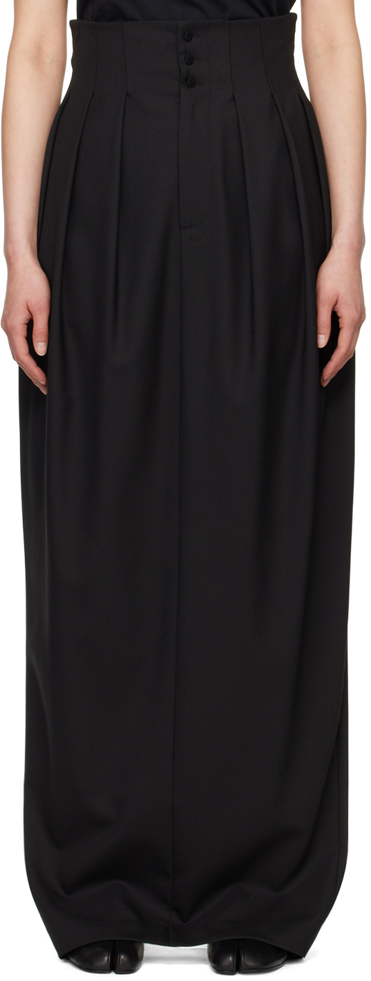 Black pleated maxi skirt best sale