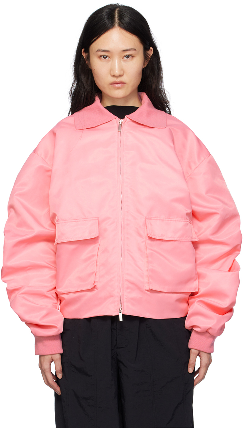 Birrot Pink Love Bomber Jacket In Bubble Gum