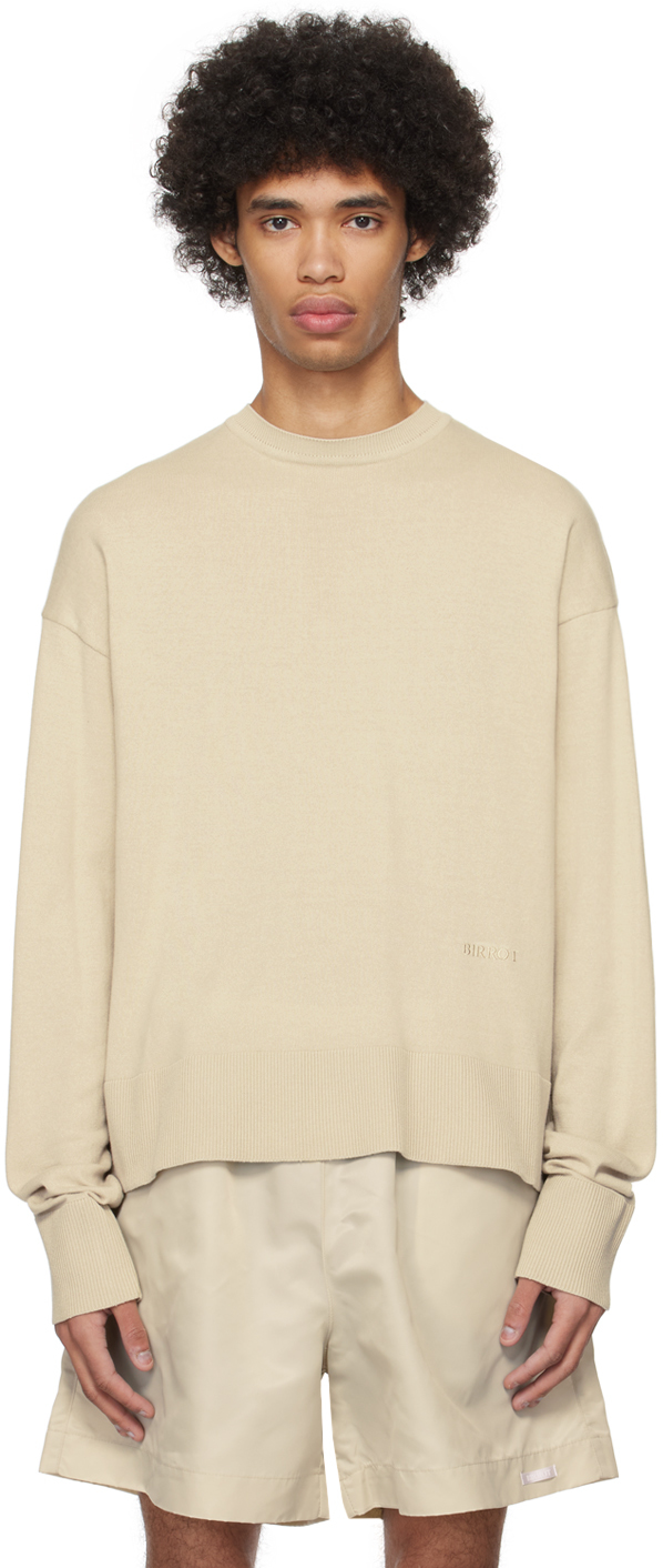 Beige Embroidered Sweatshirt