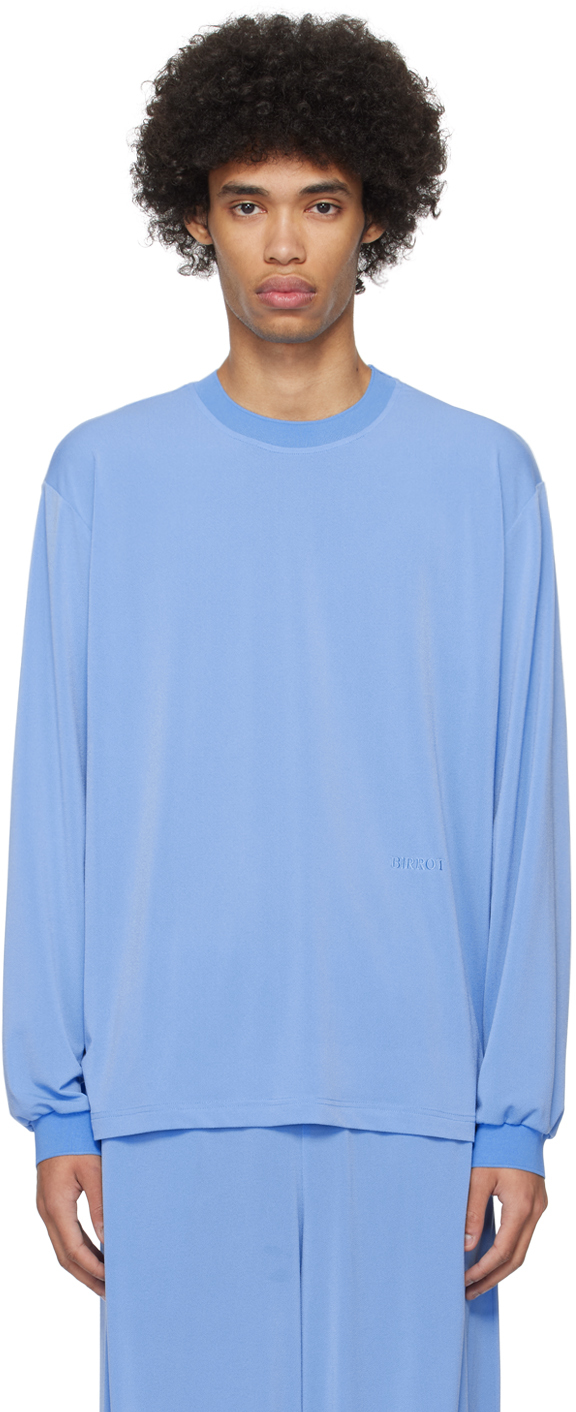 【関税込み】Birrot ブルー Lay1 Boxy 長袖Tシャツ Blue Lay1 Boxy Long Sleeve T-Shirt by Birrot on Sale