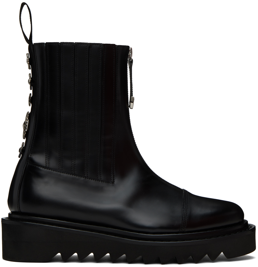 Toga Virilis logo-engraved leather Chelsea boots - Black