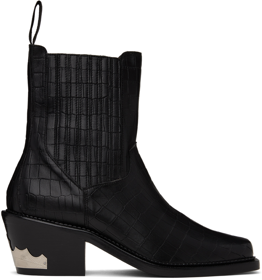 Toga Virilis Cuban-heel Leather Ankle Boots In Black