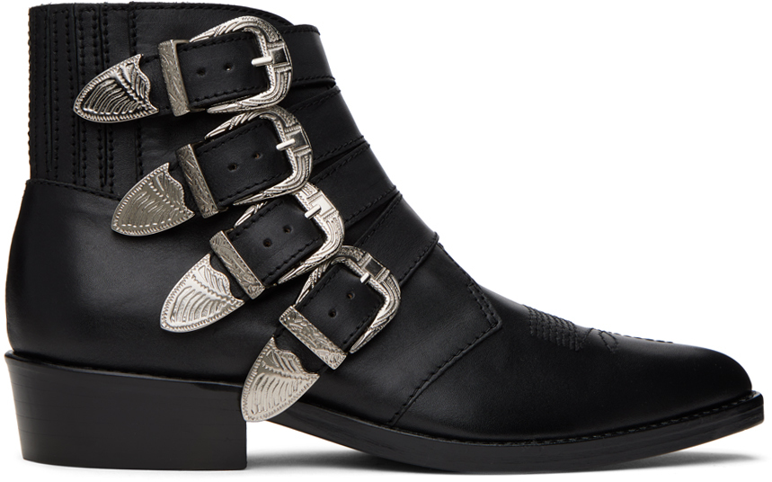 Toga Virilis: Black Buckle Boots | SSENSE Canada