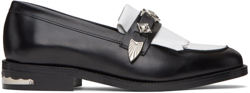 Black & White Leather Loafers