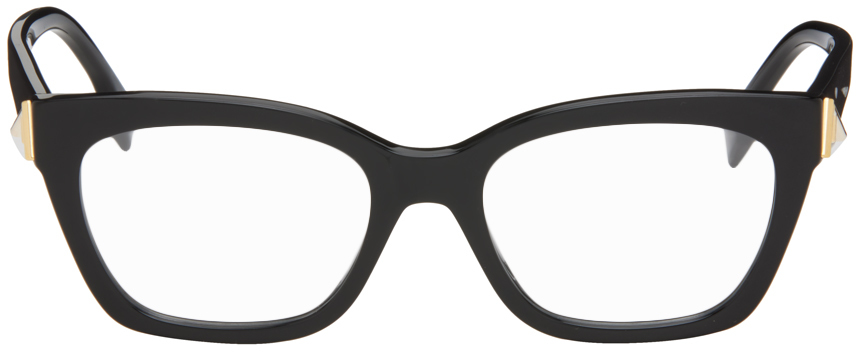 Fendi Black Square Glasses In 1 Shiny Black