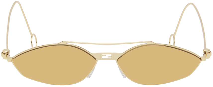Fendi Gold Baguette Sunglasses In 30g Shiny Gold Frame