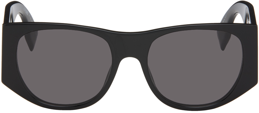Shop Fendi Black Baguette Sunglasses In 01a Shiny Black /smo