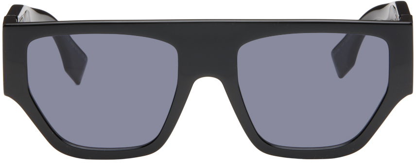 Shop Fendi Black O'lock Sunglasses In 01v Shiny Black /blu