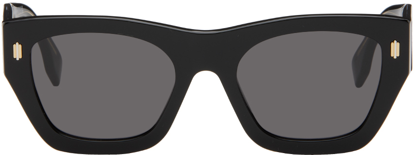 Fendi Black Roma Sunglasses In Shiny Black Smoke