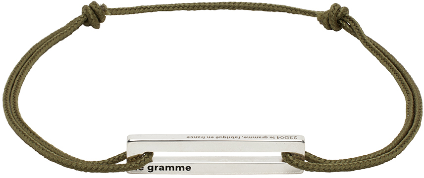 Le Gramme Khaki 'le 1.7g' Punched Cord Bracelet