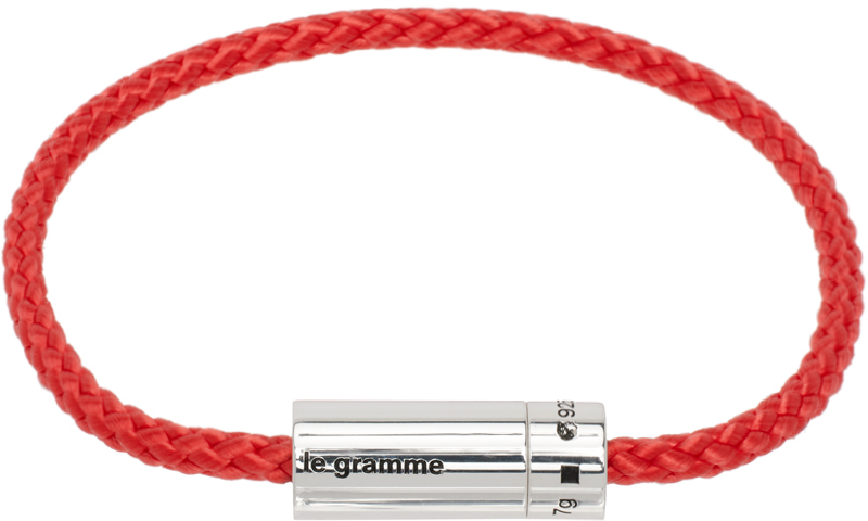Shop Le Gramme Red 'le 7g' Nato Cable Bracelet