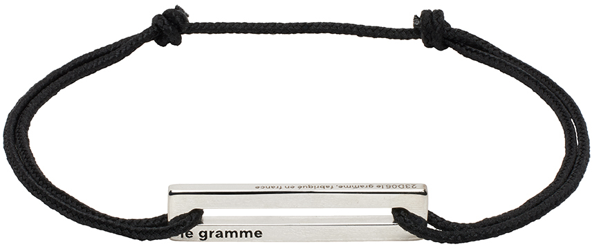 Black 'Le 1.7g' Punched Cord Bracelet