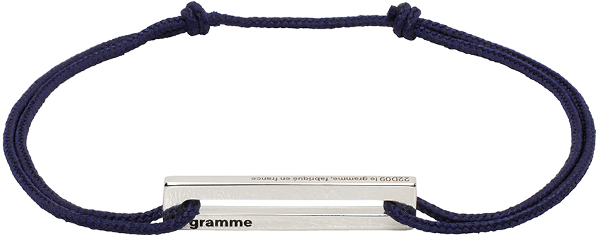 Le Gramme Navy 'le 1.7g' Punched Cord Bracelet