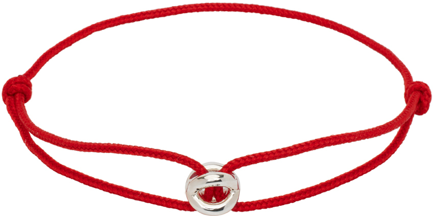 Shop Le Gramme Red 'le 1g' Entrelacs Cord Bracelet