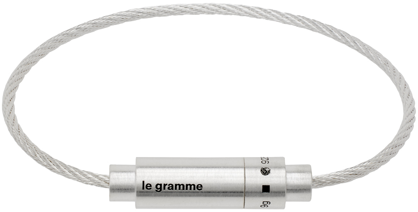 Shop Le Gramme Silver 'le 9g' Triptych Cable Bracelet