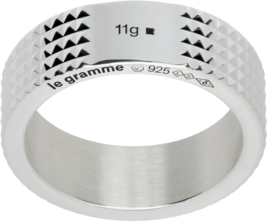 Shop Le Gramme Silver 'la 11g' Guilloché Ribbon Ring