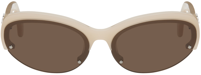 Shop Palm Angels Beige Palmdale Sunglasses In Sand Brown
