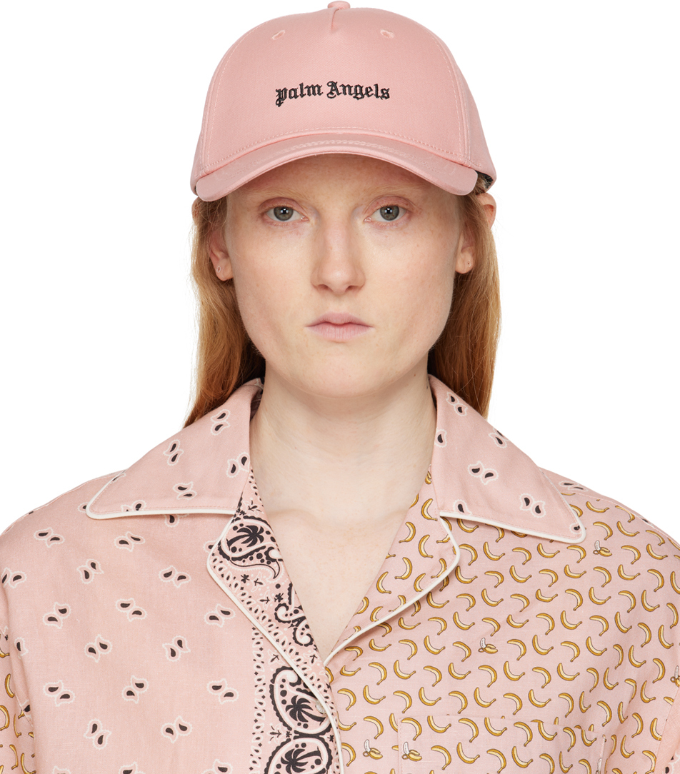 Shop Palm Angels Pink Logo Cap In Pink Black