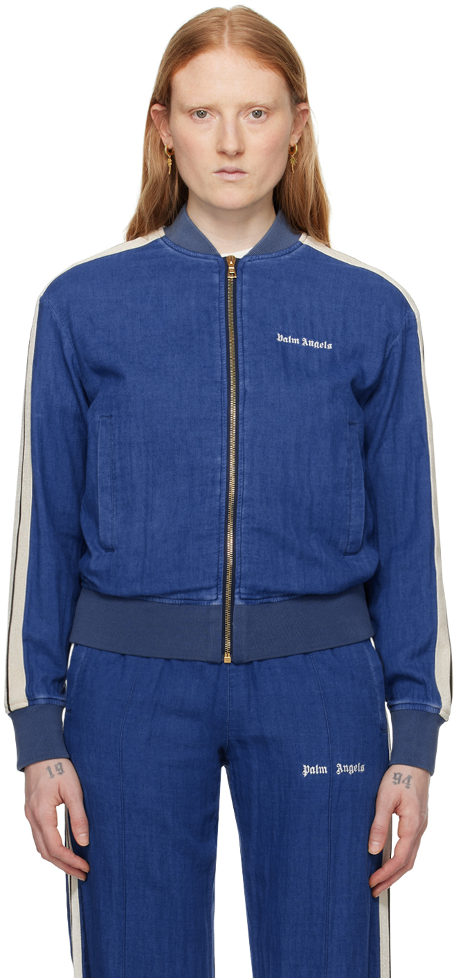 Blue Embroidered Track Jacket