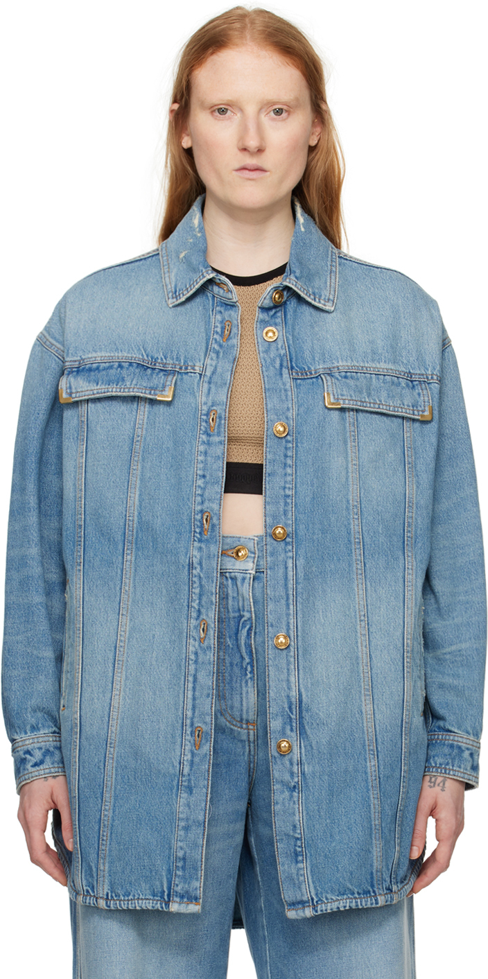 【関税込み】Palm Angels ブルー フェード デニムジャケット Palm Angelsのブルー フェード デニムジャケットがセール中