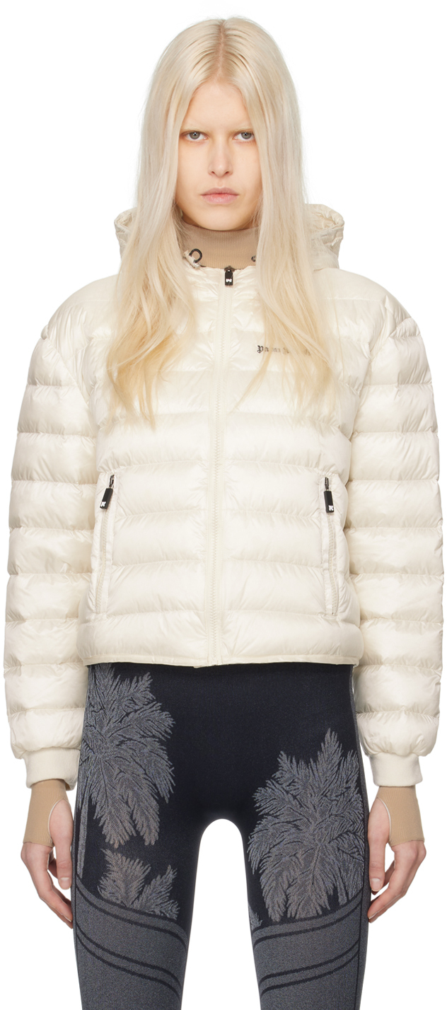 Palm Angels Off-white Classic Down Jacket In Off White