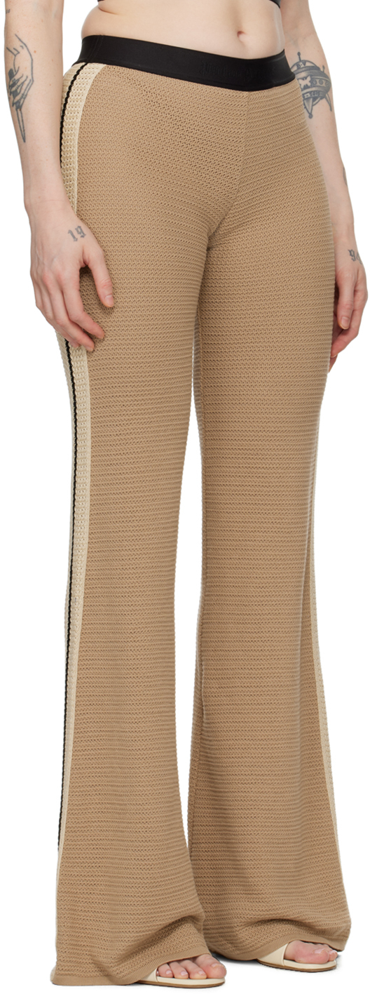 Shop Palm Angels Taupe Stripe Lounge Pants In Light Brown Black