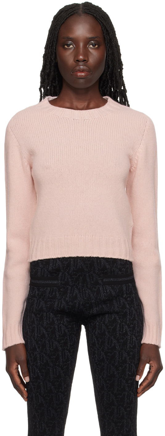 Pink Curved Sweater by Palm Angels on Sale