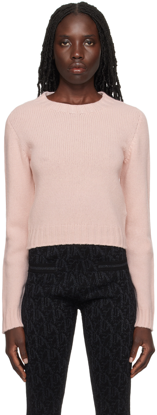 Shop Palm Angels Pink Curved Sweater In Pink White