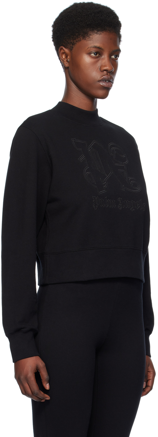 Palm Angels Black Monogram Statement Sweatshirt In Black