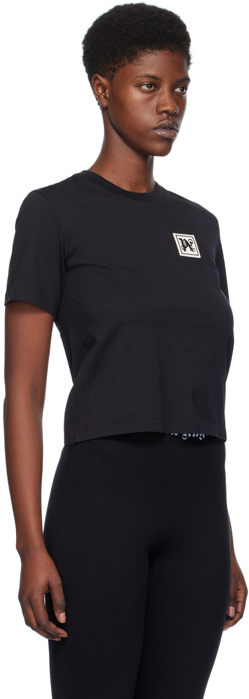 Palm Angels Ski Club Fitted T-shirt Contrast Print In Black White
