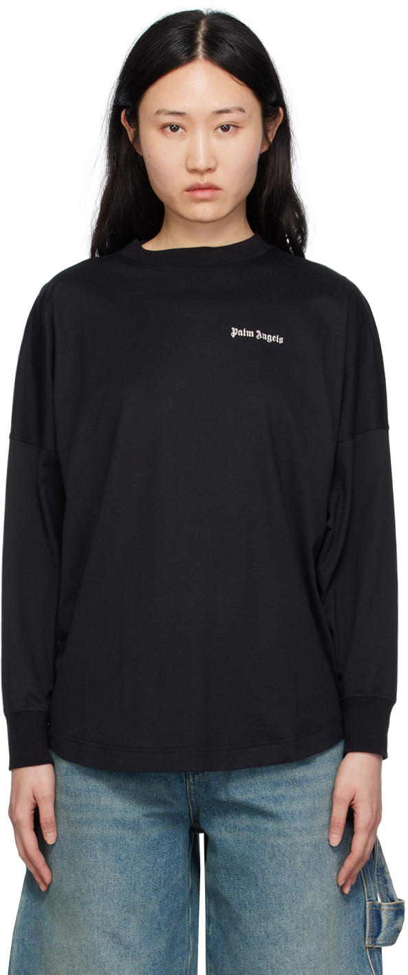 Palm Angels Black Embroidered Long Sleeve T-shirt