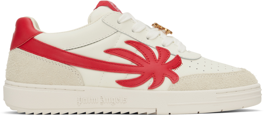 Shop Palm Angels White & Red Palm Beach University Sneakers In White Red