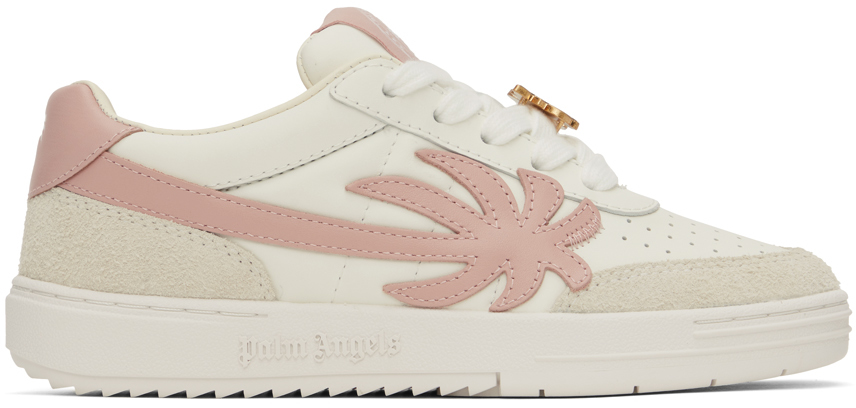 Shop Palm Angels White & Pink Palm Beach University Sneakers In White Pink