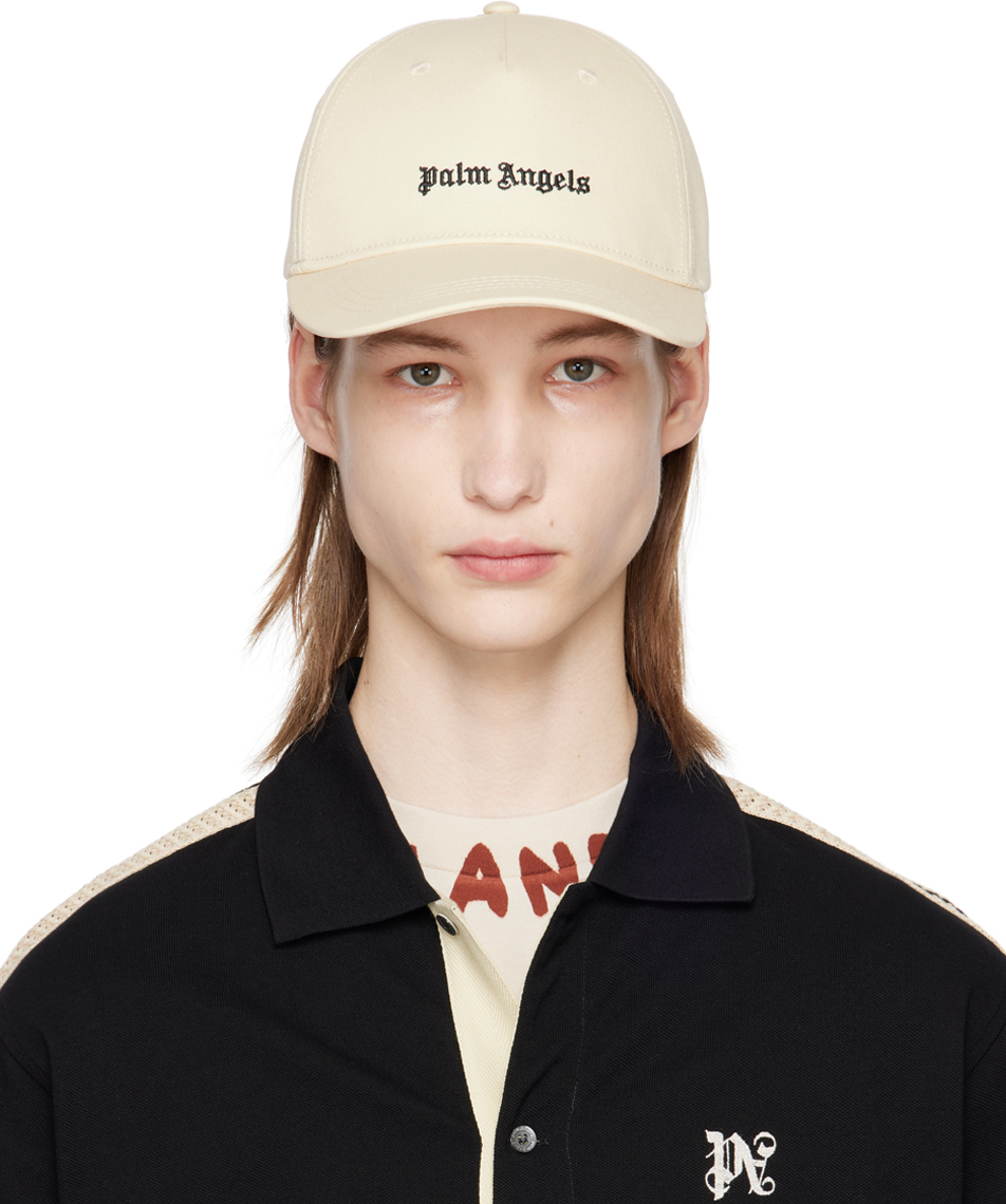 Shop Palm Angels Off-white Logo Cap In Off White Black